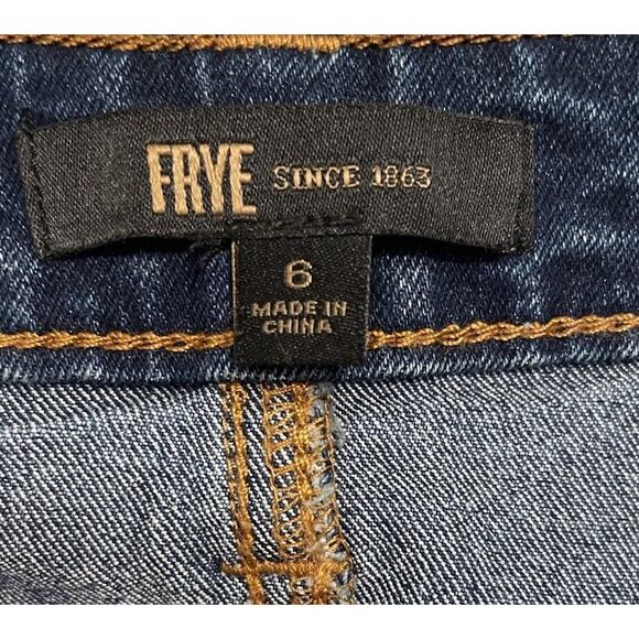 FRYE Denim Skirt Size 6 Culver Button Down A-Line Pockets Belt Loops Western - Picture 5 of 6